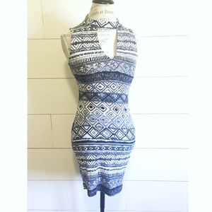 NWOT “Hypnosis” gray geometric bodycon dress